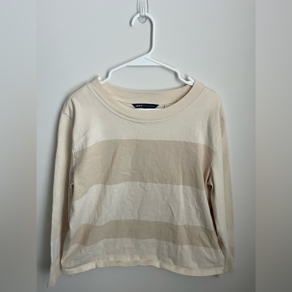 LEVIS - Relaxed Fit Long Sleeve Tee - Striped in Birch - Women’s L